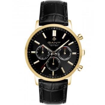GANT East Hill Multifunction - G191005,  Gold case with Black Leather Strap