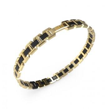 GUESS STEEL Βραχιόλι από Ανοξείδωτο ατσάλι Gold & Black JUMB04030JWYGBKT/U