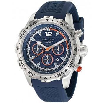 NAUTICA  NST Chronograph -  NAPNSS406,  Silver case with Blue Rubber Strap