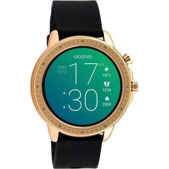 OOZOO Smartwatch -  Q00303, Rose Gold case with Black Rubber Strap 