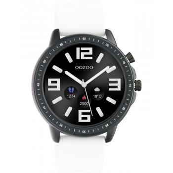 OOZOO Smartwatch -  Q00327,  Black case with White Rubber Strap 