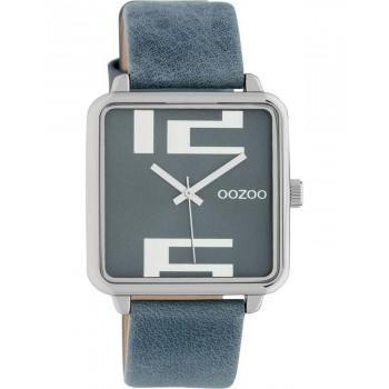 OOZOO Timepieces - C10361, Silver case with Blue Leather Strap 
