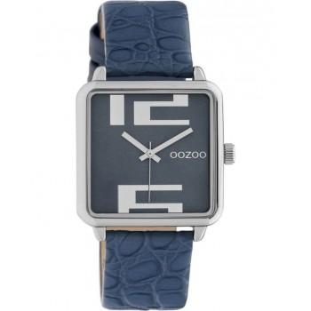 OOZOO Timepieces - C10366, Silver case with Blue Leather Strap 