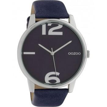 OOZOO Timepieces - C10372, Silver case with Blue Leather Strap 