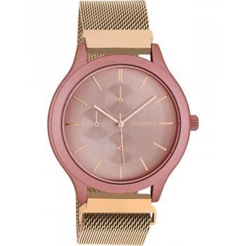OOZOO Timepieces - C10687, Pink case with Stainless Steel Bracelet