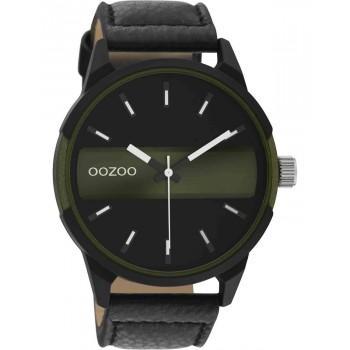 OOZOO Timepieces - C11002, Black case with Black Leather Strap 