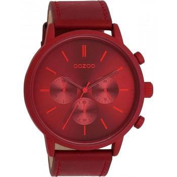 OOZOO Timepieces - C11207, Red case with Red Leather Strap 