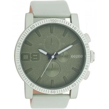 OOZOO Timepieces - C11215, Light Green case with Light Green Leather Strap 