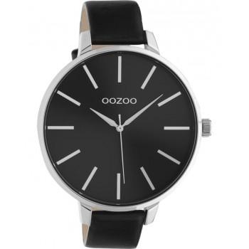 OOZOO Timepieces Q3 - C10714, Silver case with Black Leather Strap 