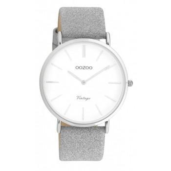 OOZOO Vintage - C20145, Silver case with Grey Leather Strap 