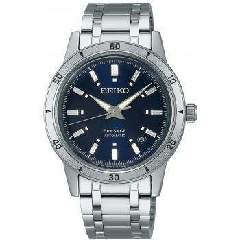 SEIKO Presage Style 60s 'Elegant Yet Rugged' in navy Automatic - SRPL07J1,  Silver case with Stainless Steel Bracelet