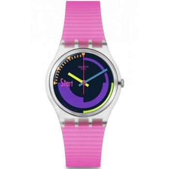 SWATCH Neon Pink Podium - SO28K111, Transparent case with Pink Rubber Strap