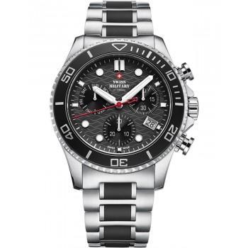 SWISS MILITARY by CHRONO Mens Chronograph - SM34051.01  Silver case with Stainless Steel Bracelet
