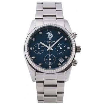 U.S. POLO Amelie Crystals - USP8320BL, Silver case with Stainless Steel Bracelet