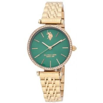 U.S. POLO Eleonor Crystals - USP8307GR, Gold case with Stainless Steel Bracelet