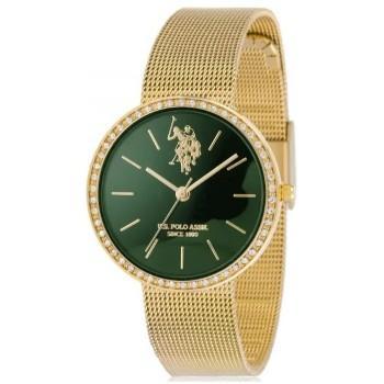 U.S. POLO Ladie's Crystals - USP8280GR, Gold case with Stainless Steel Bracelet