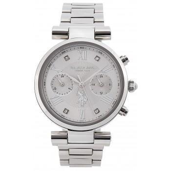 U.S. POLO Ladie's Crystals - USP8310ST, Silver case with Stainless Steel Bracelet