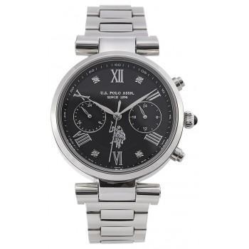 U.S. POLO Ladie's Crystals - USP8311BK, Silver case with Stainless Steel Bracelet