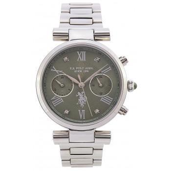 U.S. POLO Ladie's Crystals - USP8314GR, Silver case with Stainless Steel Bracelet