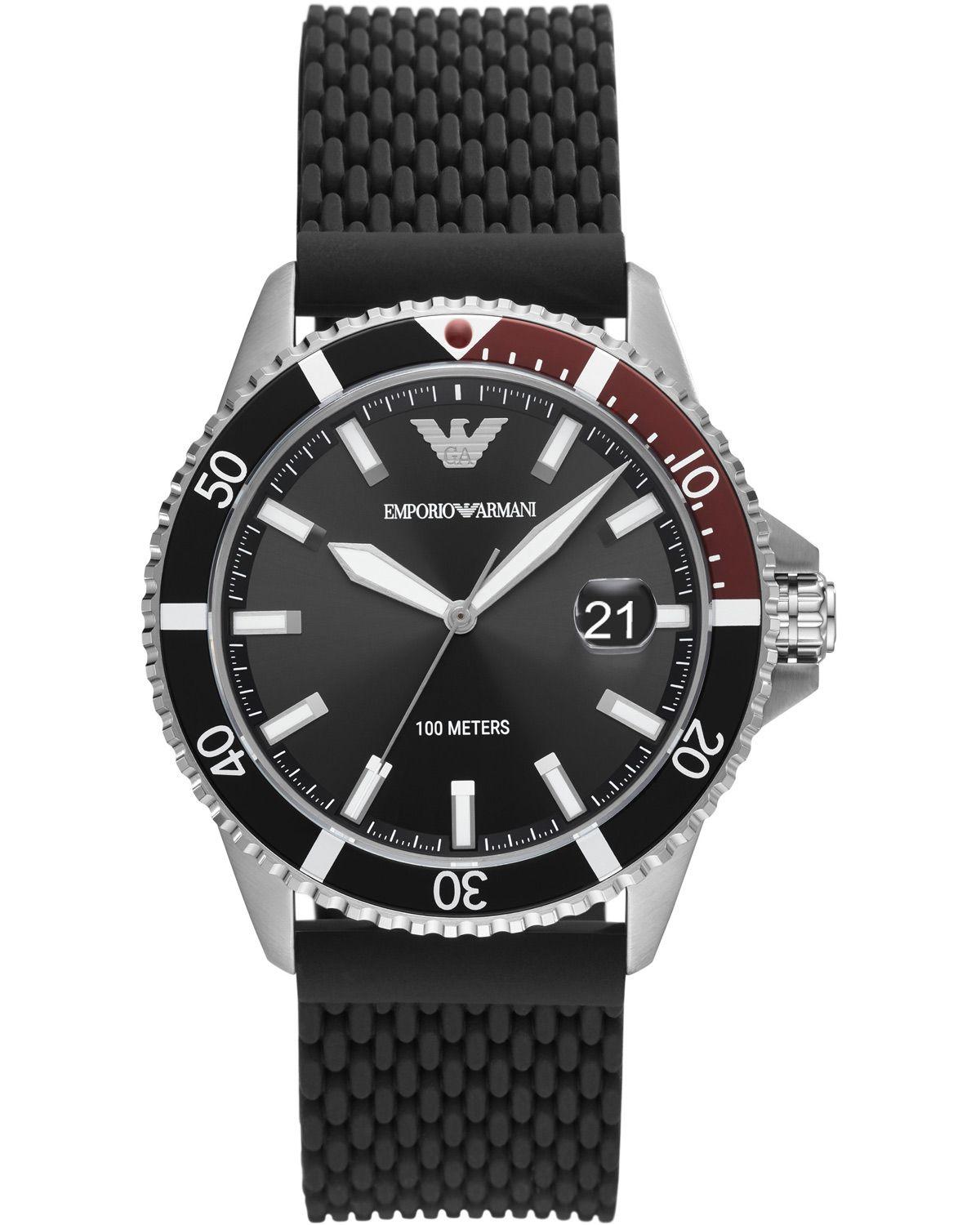 EMPORIO ARMANI Men’s – AR11341, Silver case with Black Rubber Strap